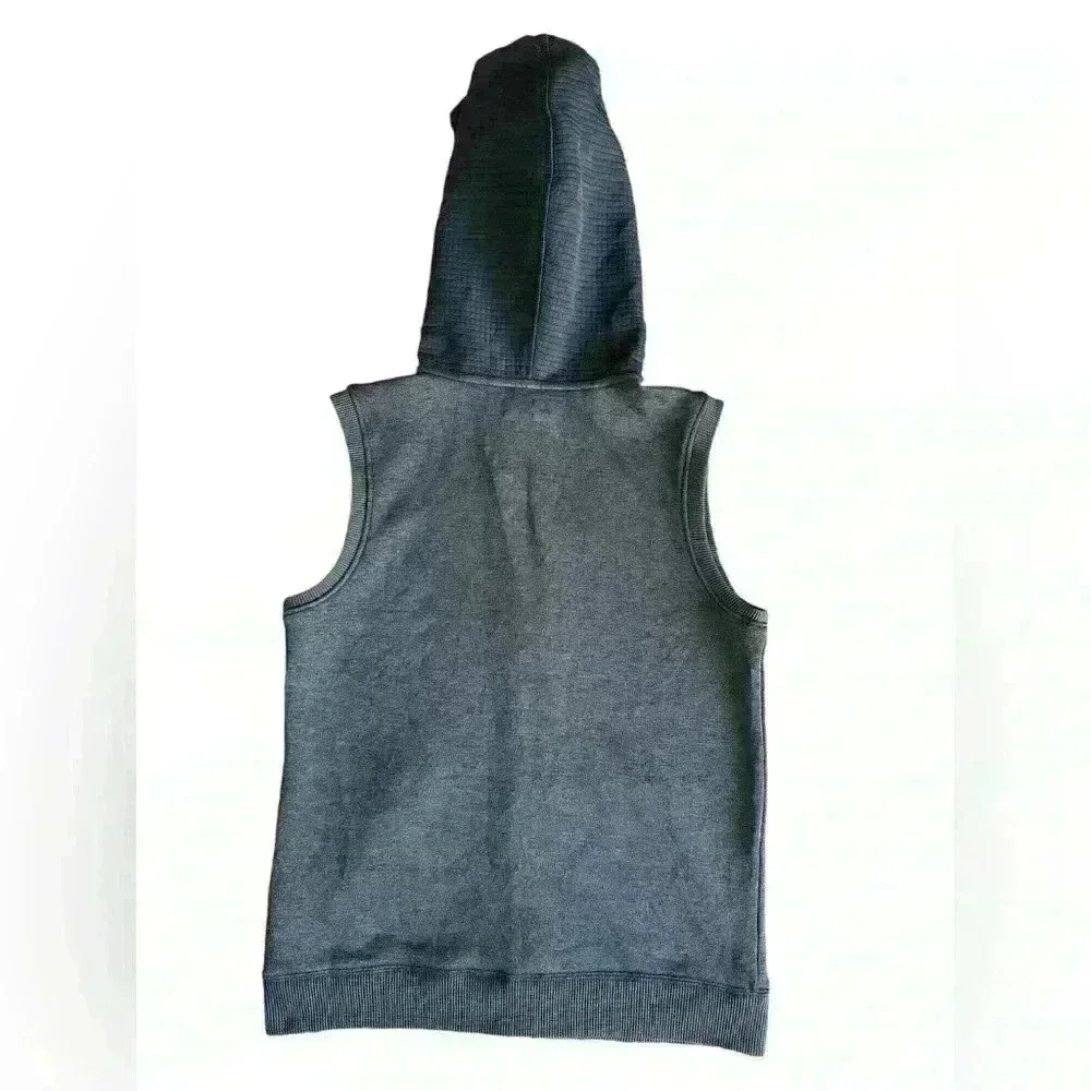 Boys Medium Under Armour Hooded Vest Cold gear Black Gray